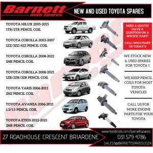 TOYOTA ENGINE SPARES AVAILABLE